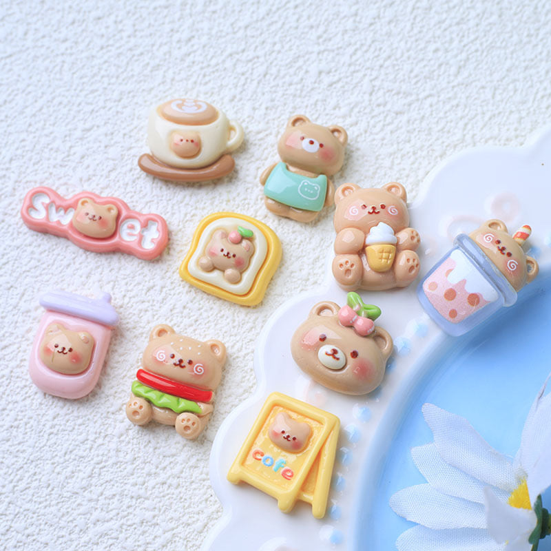 Cute bear resin cartoon charm