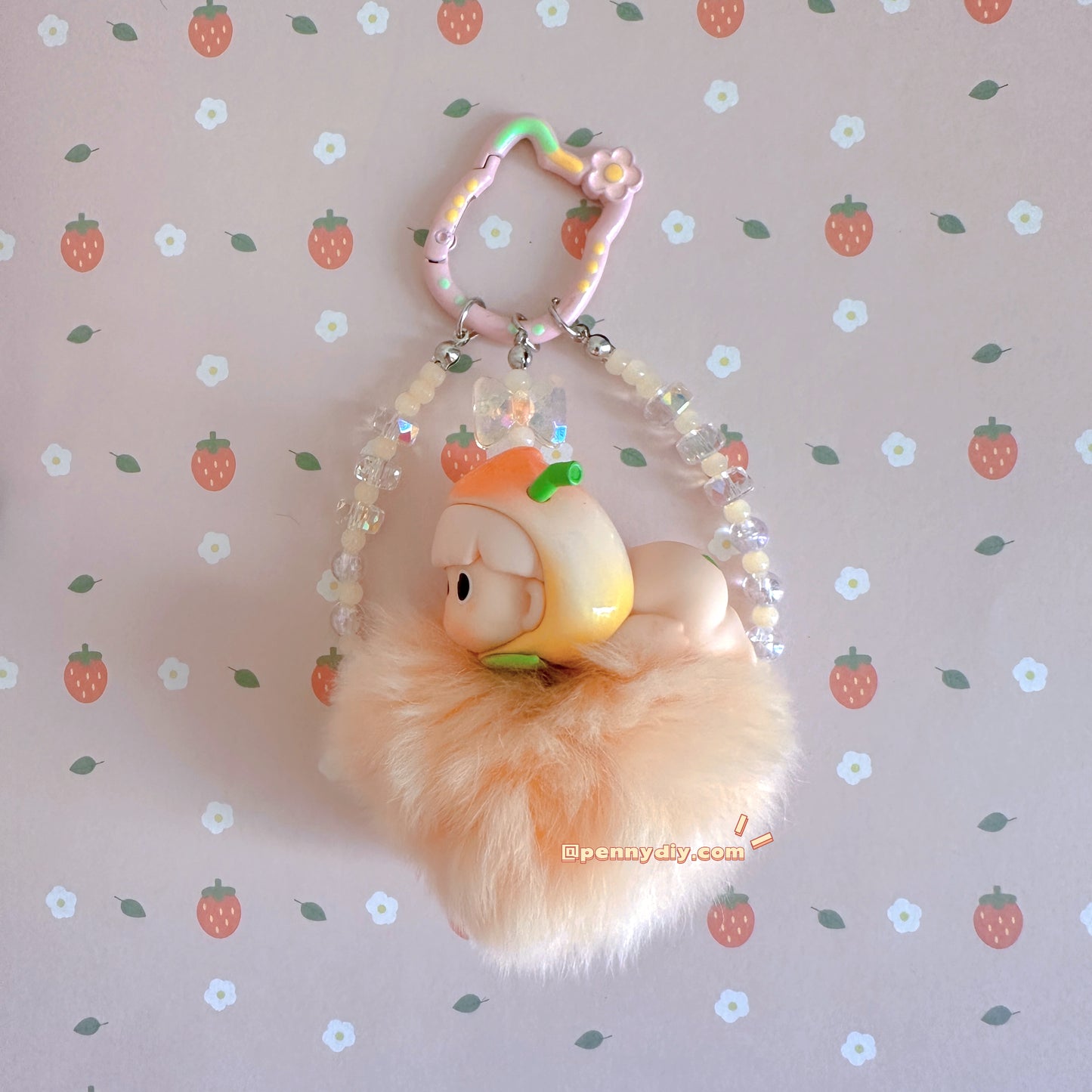 Peach soda, bag, phone pendant