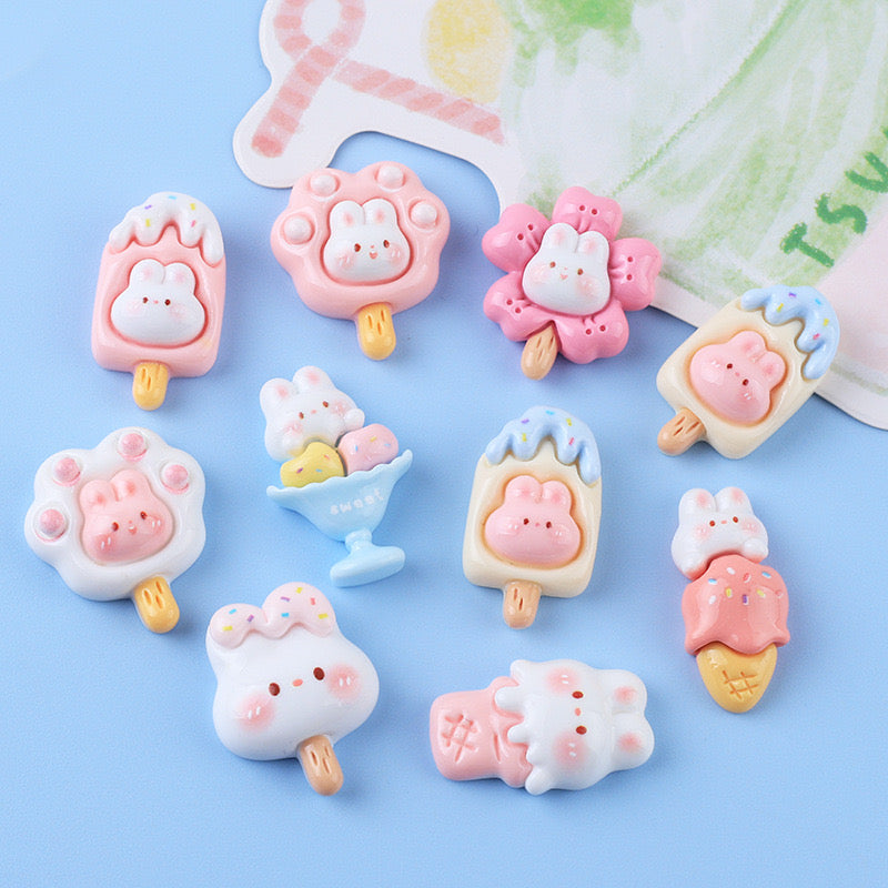 Cute bunny resin cartoon charm