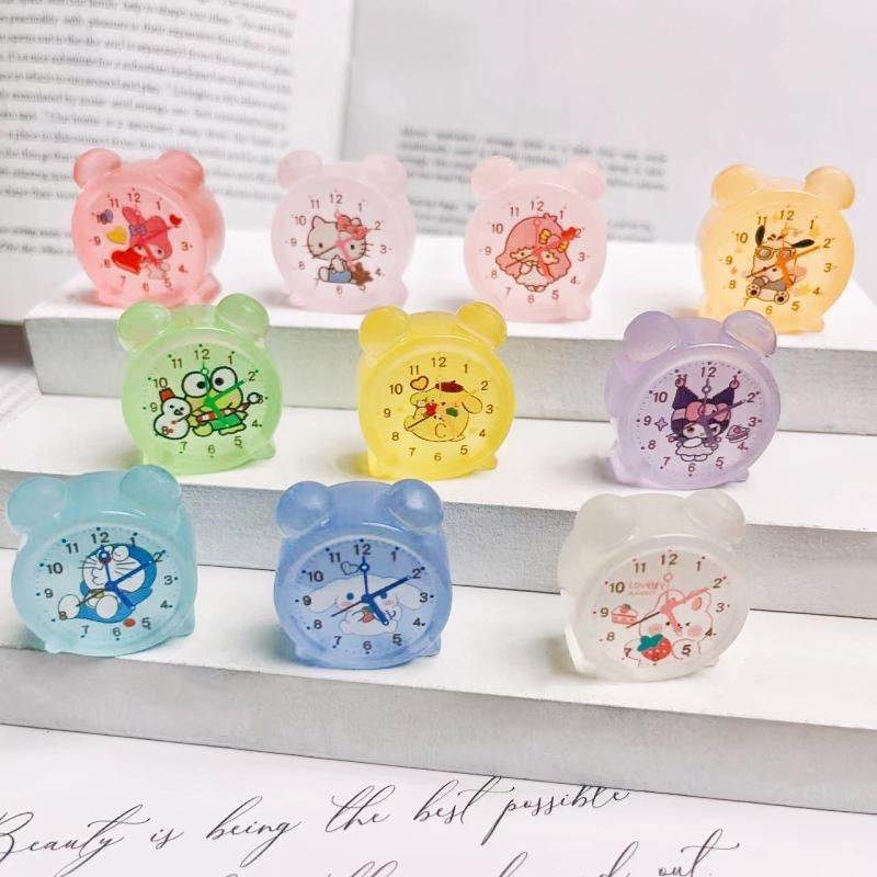 Luminous cartoon alarm clock charm