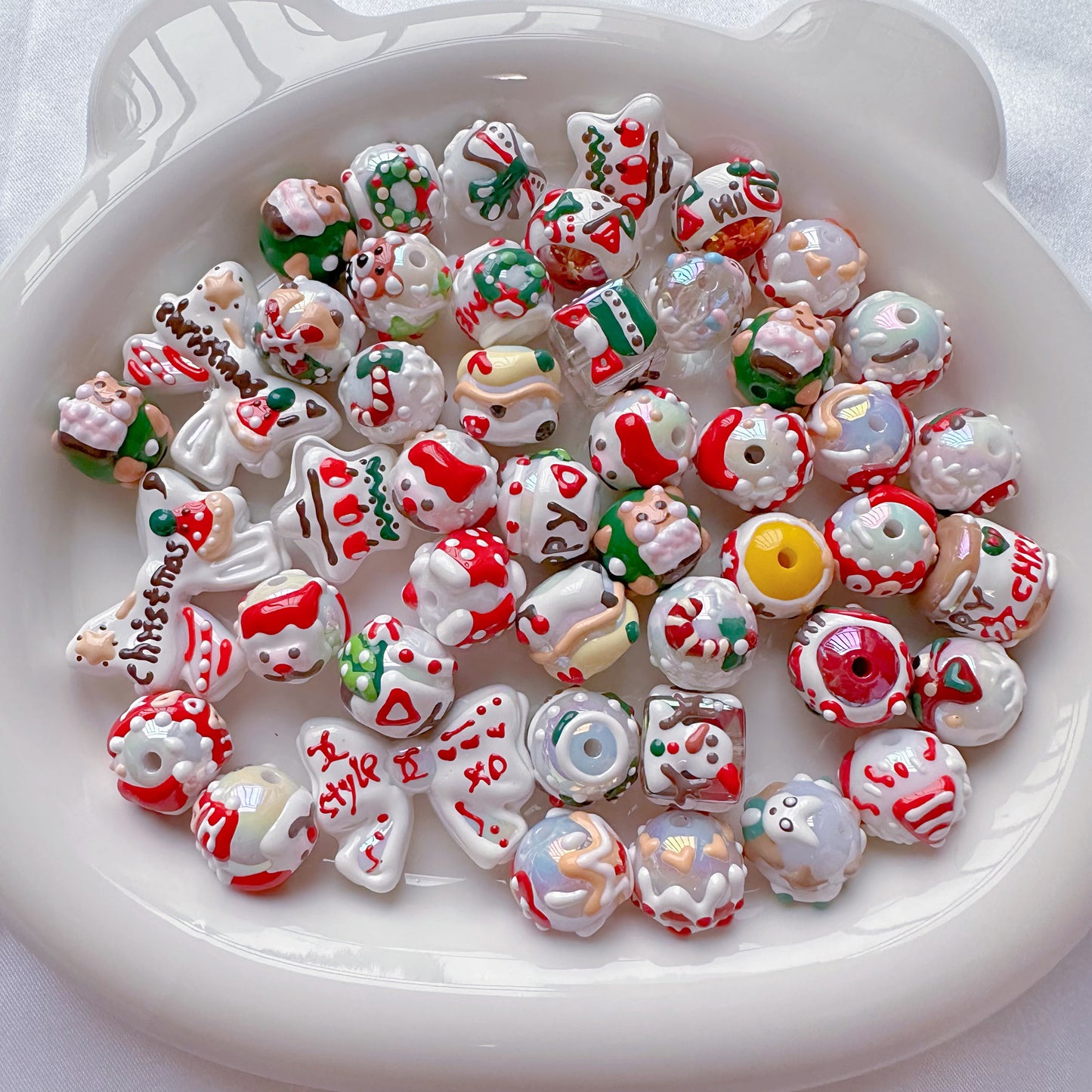 Christmas Collection Of Hand-Painted Beads