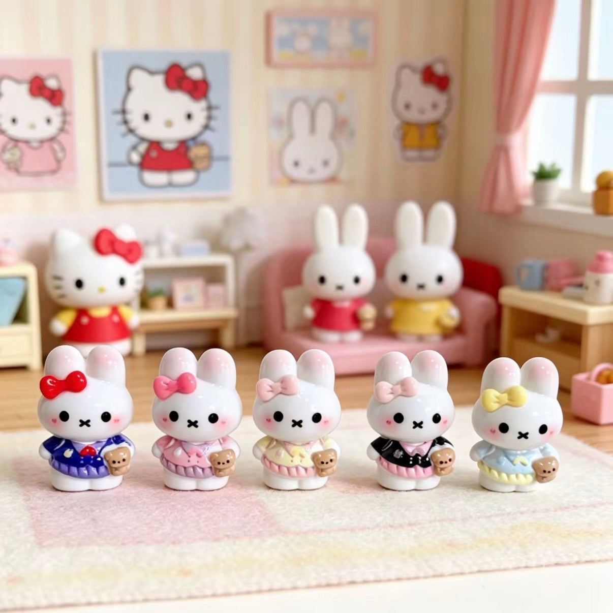 3D Miffy resin charm, DIY mobile phone case keychain dollhouse