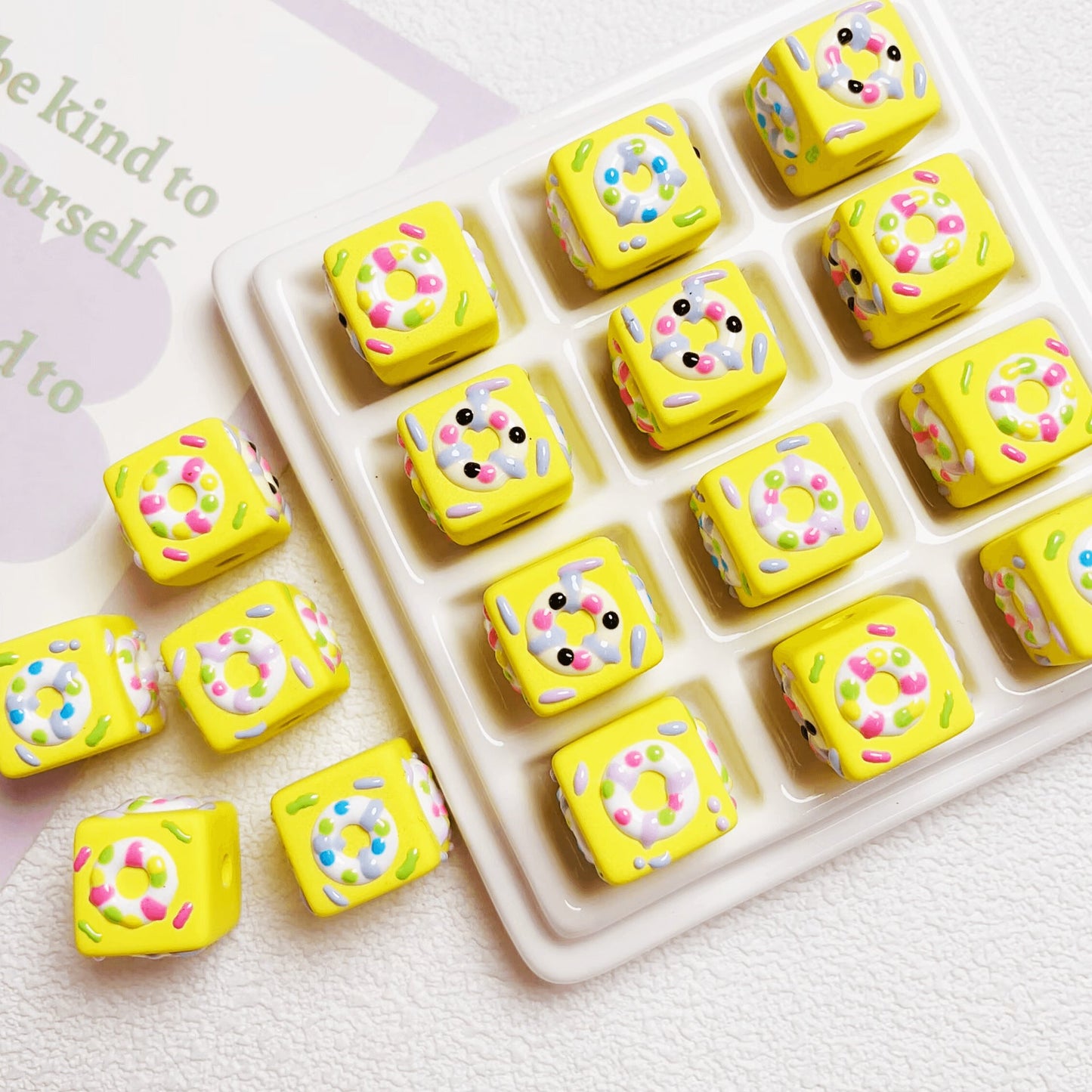 Hand drawn square donut beads