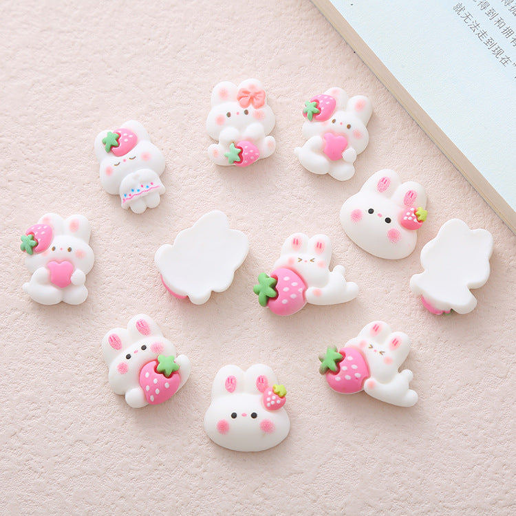 New Light Pink Strawberry Rabbit Charm